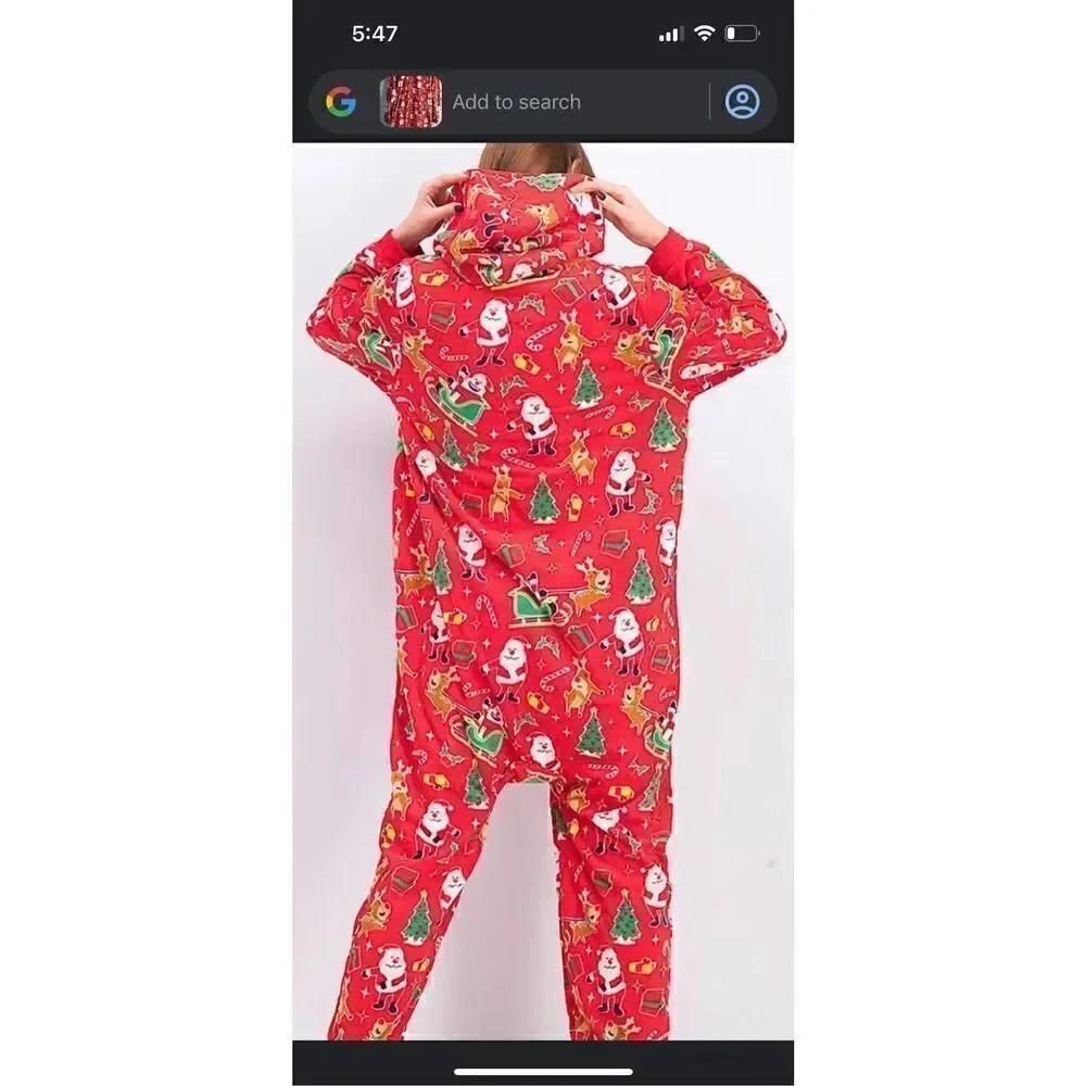 Adult Christmas Fleece Hooded One Piece Outfit xxL